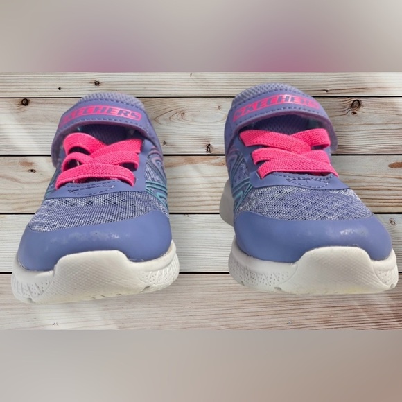 Skechers Pink & Purple Kids Size 8 Velcro Strap Shoes - Picture 2 of 2